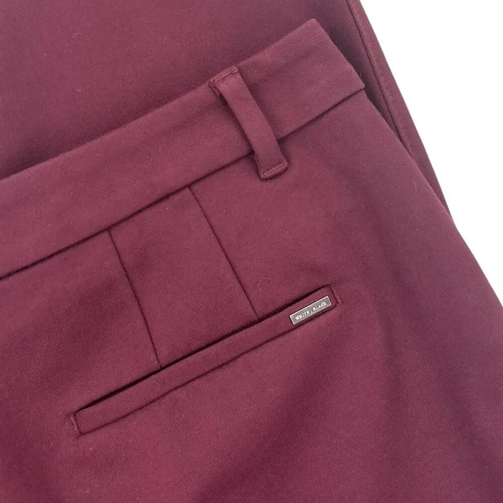 White House Black Market WHBM Burgundy Ponte The Slim Ankle Pants